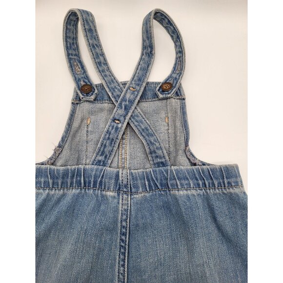 Baby Gap 12-18 Month Soft Denim Overalls Jumpsuit Criss Cross Straps Classic - Picture 4 of 11